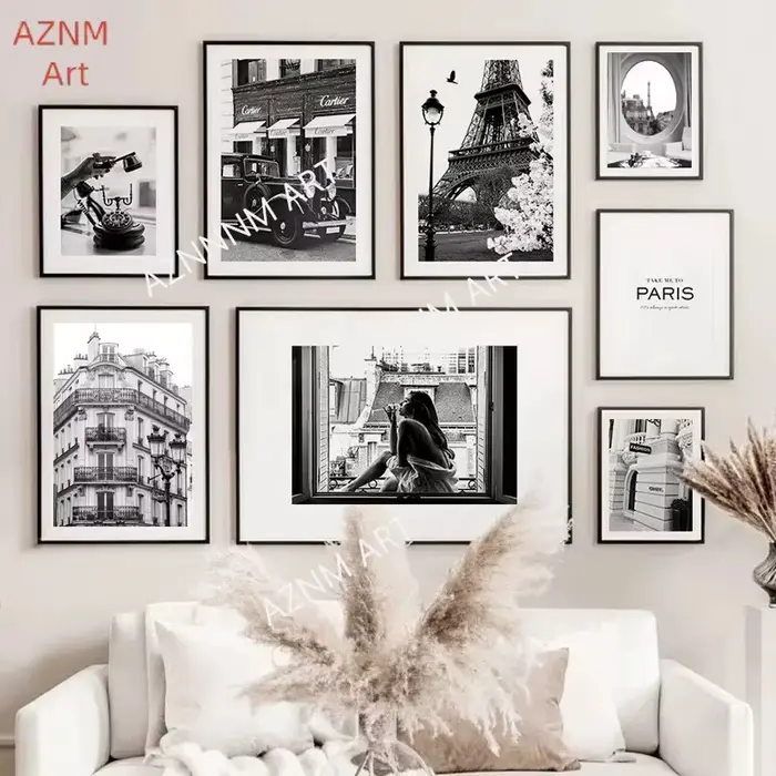 Affiches noires et blanches à la mode