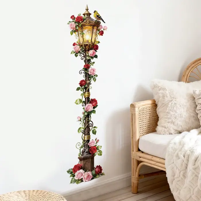 Autocollants muraux vintage en forme de lampadaire