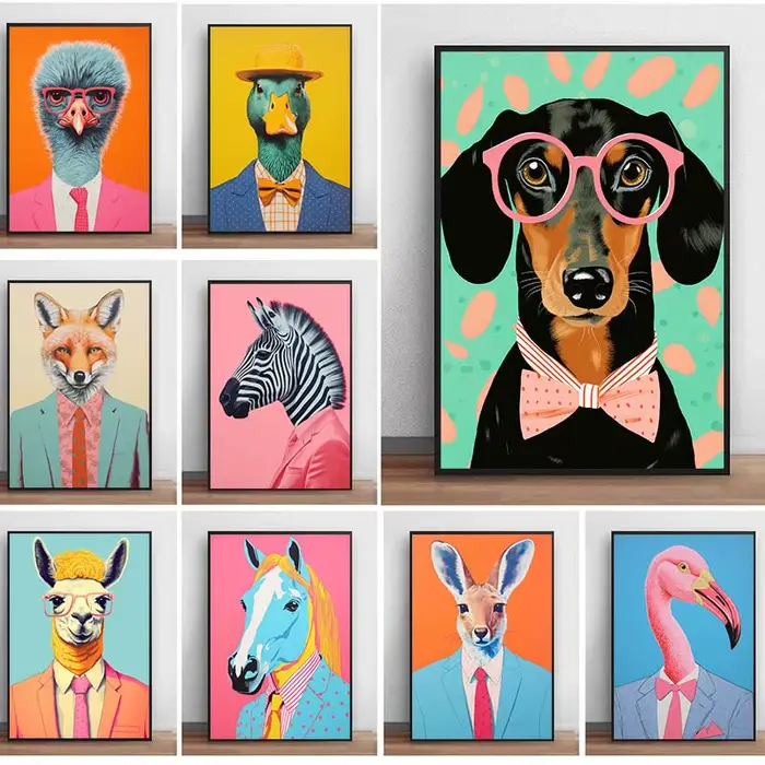 Affiche d'art mural avec Portrait d'animal drôle