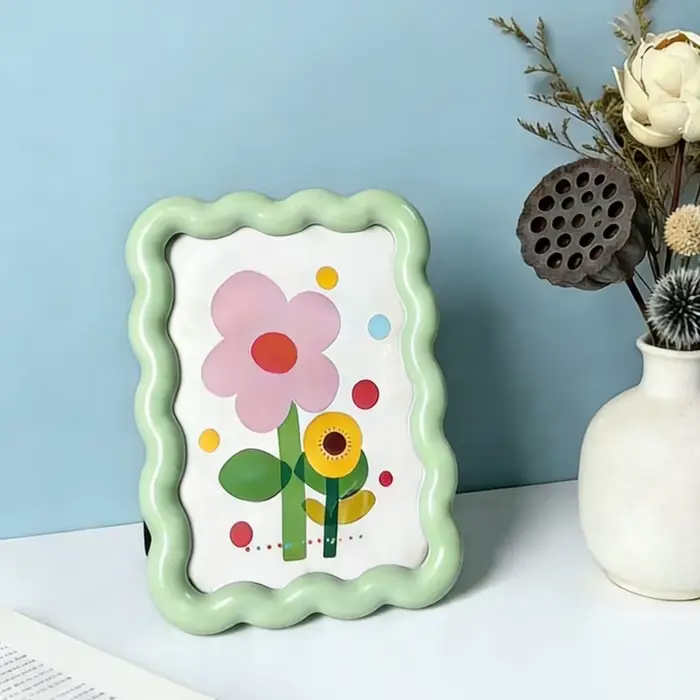 Cadre photo rose/vert/jaune de 6 pouces, cadre en acrylique créatif de style dessin animé pour photos, cadres de qualité, décoration de la maison, cadeaux