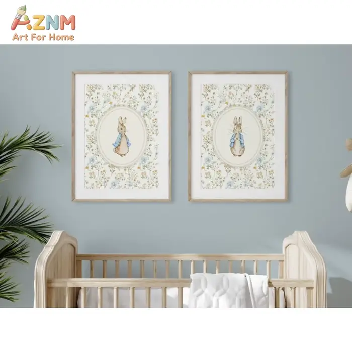 AZNM Impression sur toile vintage Peter Rabbit sans cadre