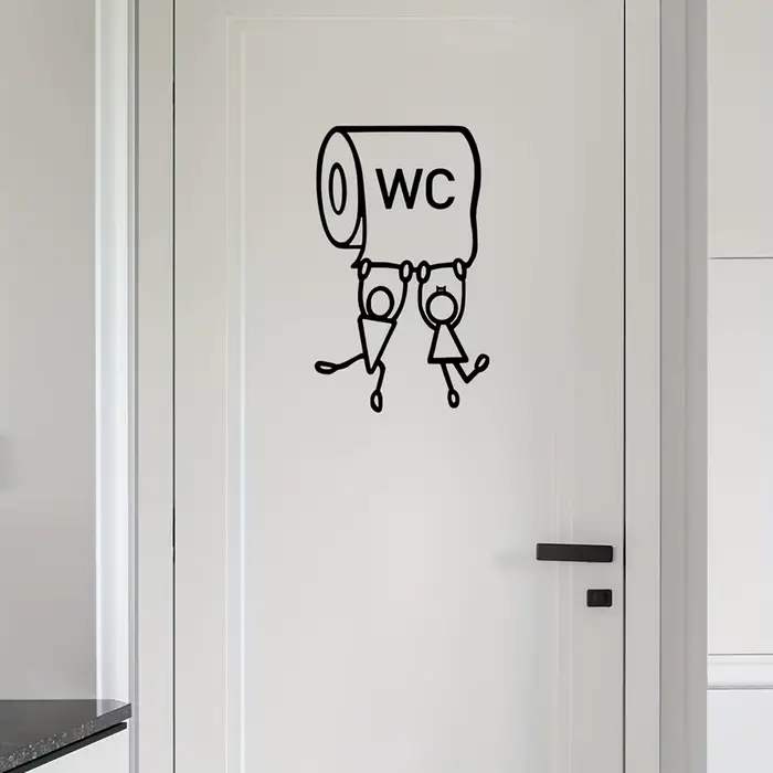 Autocollants de dessin animé « WC » - Art mural humoristique pour les toilettes