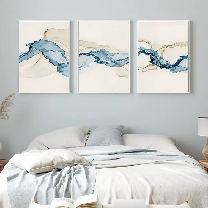 Affiches abstraites modernes Beige bleu