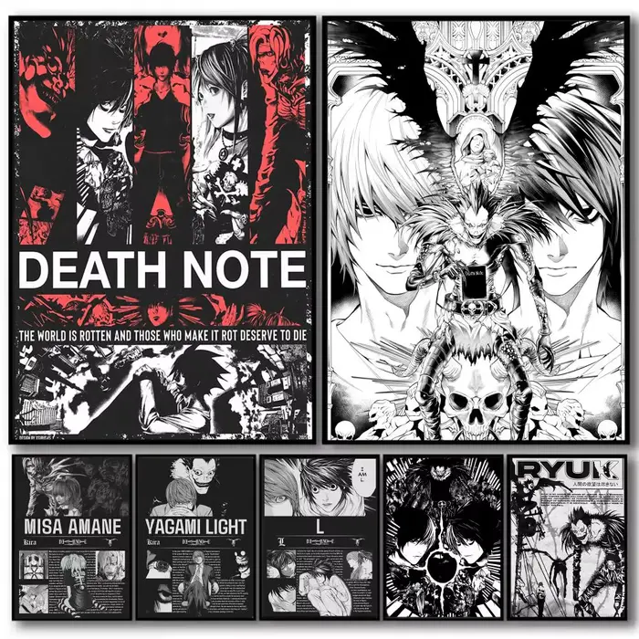 Anime d-death note peinture calligraphie haute qualité coton toile affiche mur Art pour salon moderne café maison décor