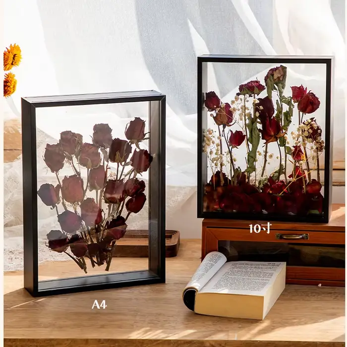 Cadres de boîte à ombre transparents de 4cm de profondeur, présentoir de Bouquet, étui à fleurs prof