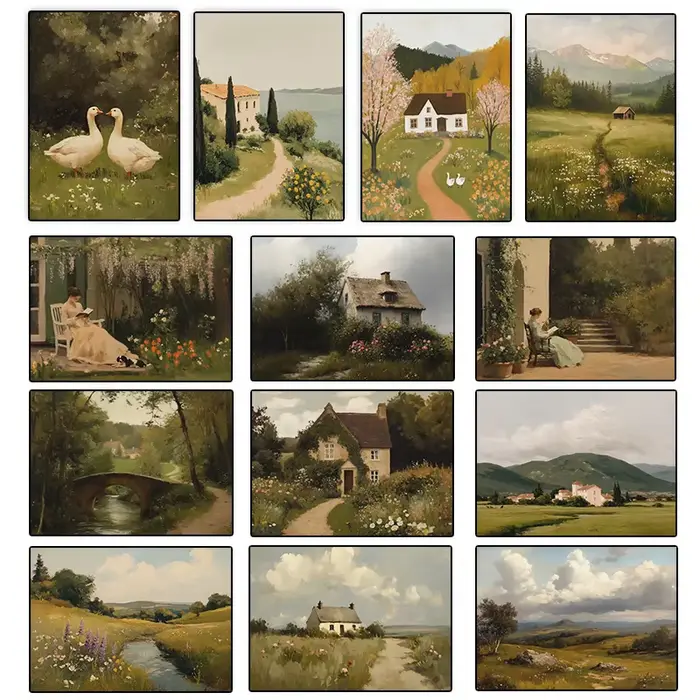 Affiche de paysage côtier de campagne classique