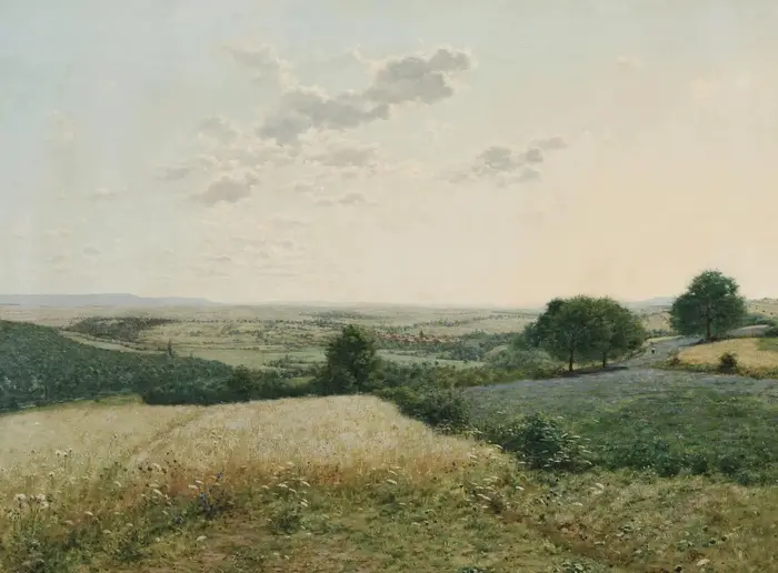 Affiche d'art de paysage de bétail et de mouton, ferme rurale Vintage, prairie, fleur, impression su