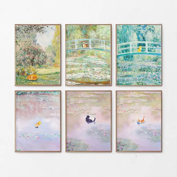 Affiches de chat Monet et Van Gogh