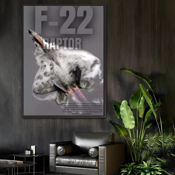 Affiche d'avion de chasse américain F22