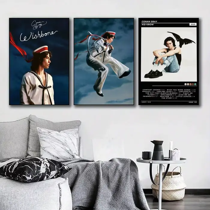 Affiche murale moderne sur toile avec calligraphie de la chanteuse pop C-Conan Gray