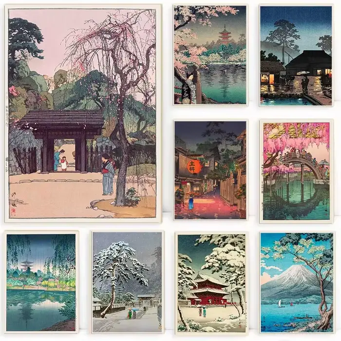 Affiche traditionnelle japonaise rétro ukiyo-e