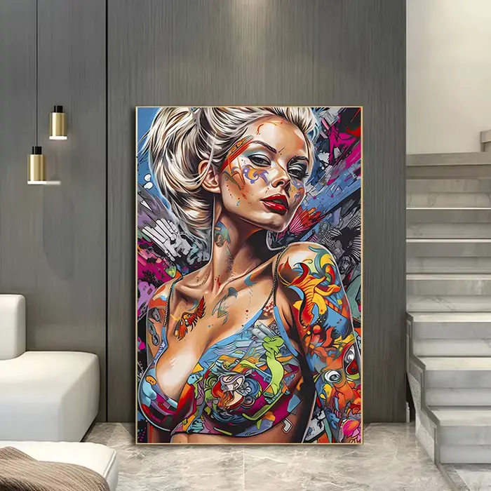 Affiche d'Art Mural Abstrait avec Graffiti pour Décoration de Maison