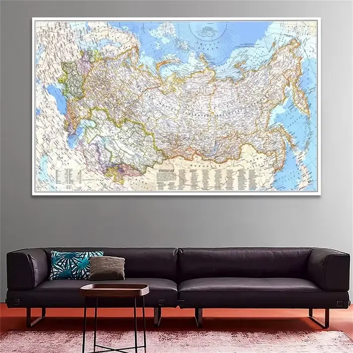 Affiche murale rétro carte du monde de la russie 1976, 150x100cm, image, peinture artistique, fournitures de bureau éducatives, décoration de maison