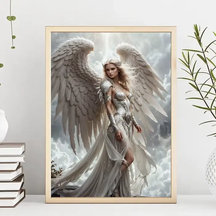 Nette Art-Affiche murale avec ailes blanches et anges célestes pour la décoration, poster avec peinture murale représentant des archanges féminins pour le salon et la maison