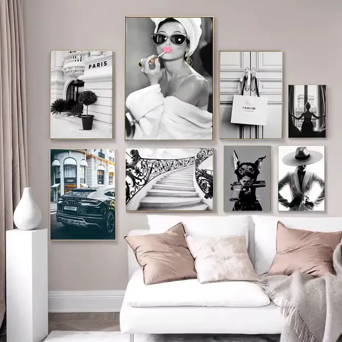 Peinture sur toile de luxe avec citations de super voiture et coco pour femme