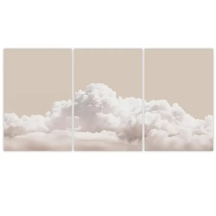 Ensemble de 3 tableaux muraux nuages beiges, affiches nuages blancs, impressions minimalistes ciel,