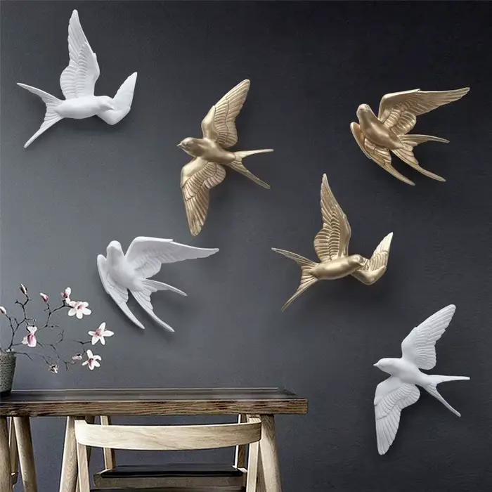 Autocollant mural 3D oiseaux en résine