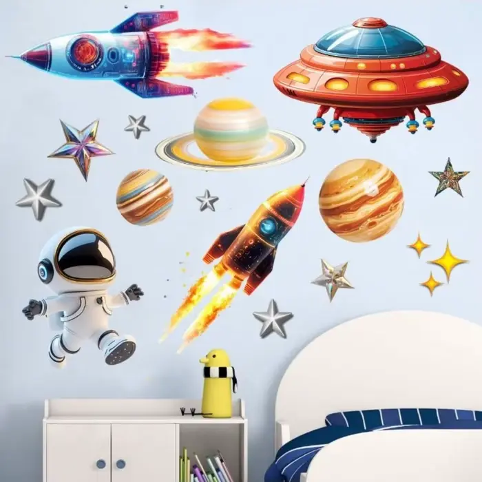 Autocollants muraux pour enfants sur le thème du système solaire
