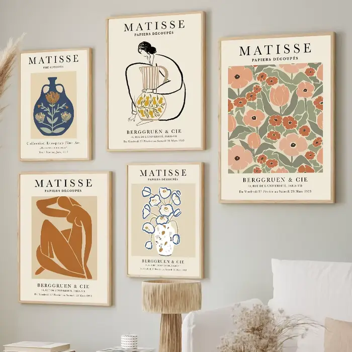 Peinture sur toile abstraite Matisse, femme, corps, vase à fleurs, art mural, affiche vintage nordique et impressions pour décoration de salon