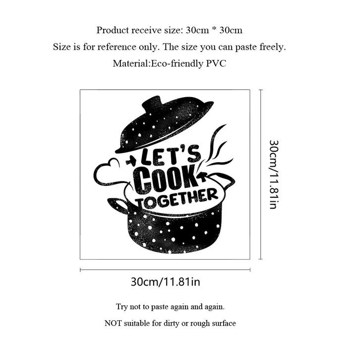 Autocollant mural « Let's Cook Together » pour la décoration de la cuisine