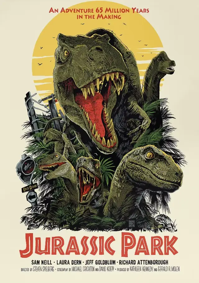 Affiches de films classiques vintage Jurassic Park, impressions sur toile du monde des dinosaures, t