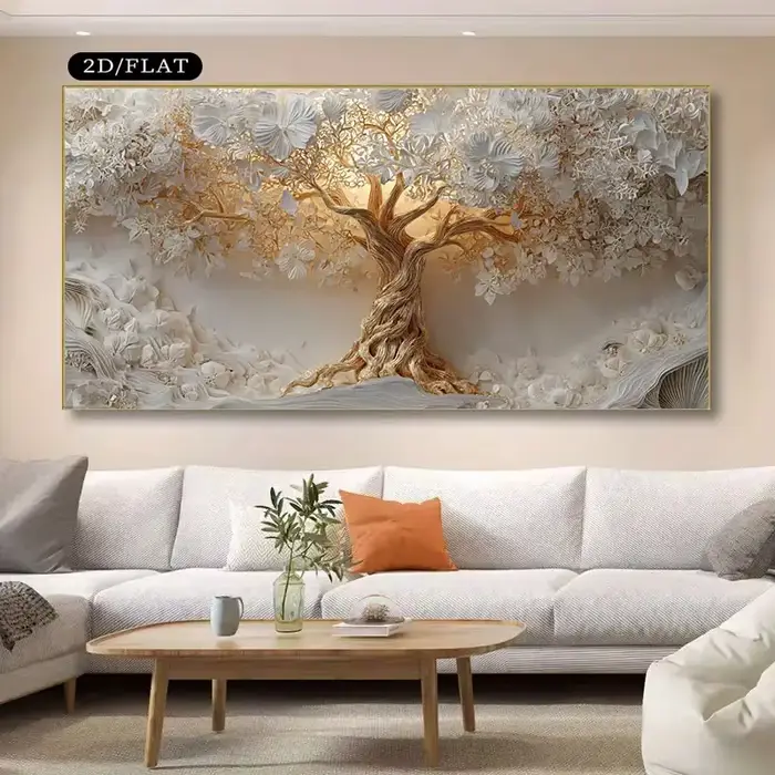 Toile d'art mural Extra Large, peinture d'arbre de vie avec Accents dorés, décoration d'intérieur mo
