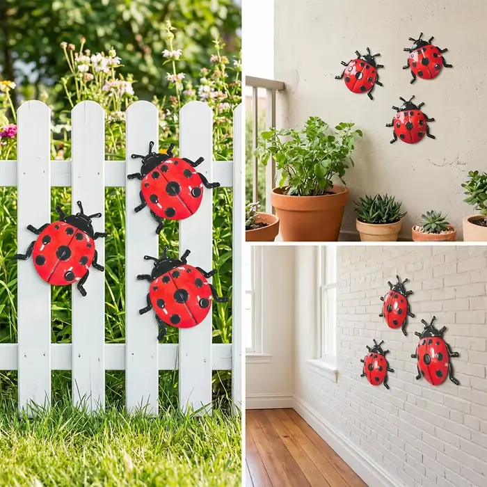 Charmante décoration murale en fer forgé en forme de coccinelle