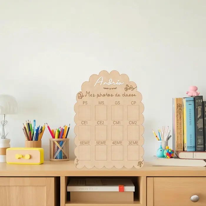 Tableau photo personnalisé pour école française - Bois 29
