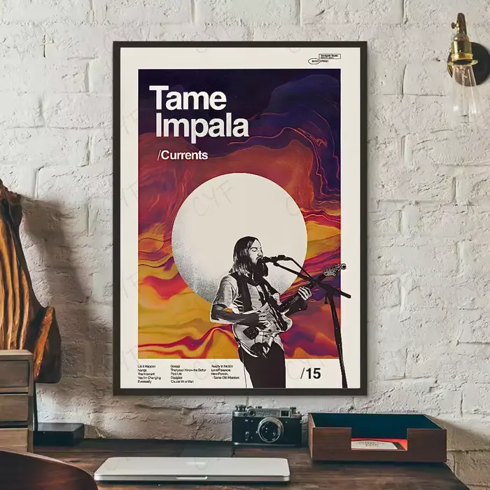 T-Tame Impala Band affiche HD art collant mur étanche maison salon chambre bar décoration esthétique