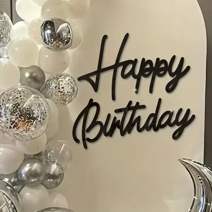 Autocollant mural en acrylique « Joyeux Anniversaire » pour la décoration de chambre