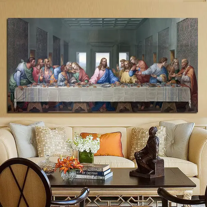 Affiches de la dernière souper de Leonardo Da Vinci et peinture sur toile d'art mural imprimée