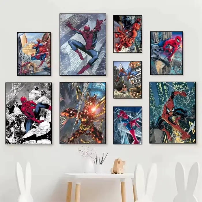 Affiches de super-héros S-Spider Cartoon M-Man Manga