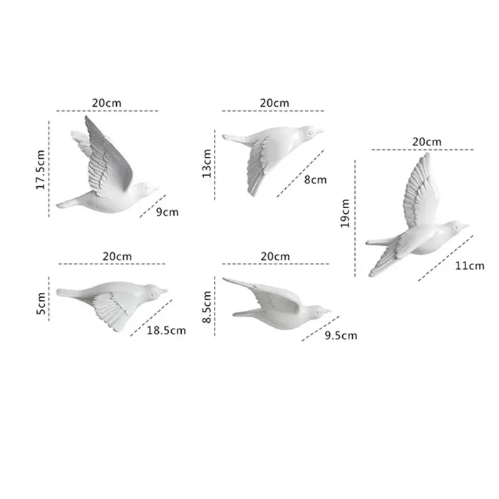Autocollants muraux oiseaux en résine 3D