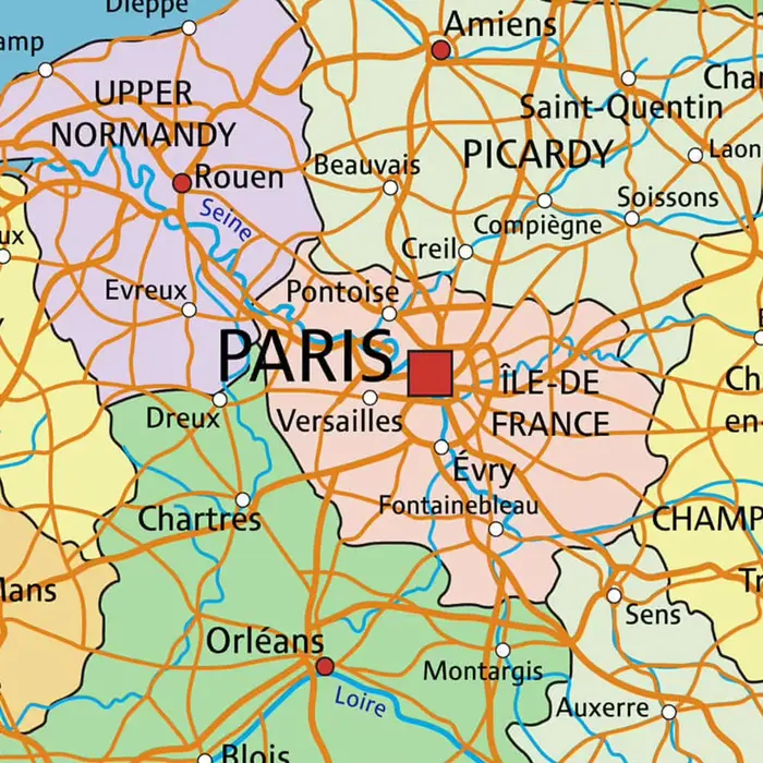 Toile Non tissée de carte politique de la France