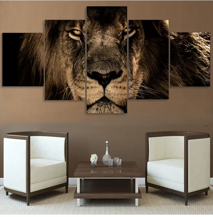 Affiches en toile modulaires sans cadre, peinture d'impression HD, art mural, salon, décoration d'intérieur, noir et blanc, 5 panneaux