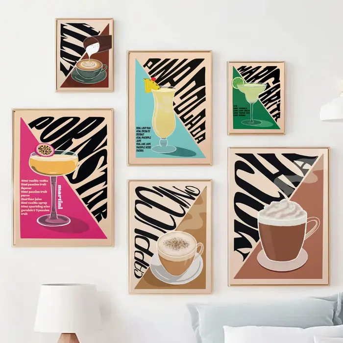 Affiche d'art de café de Cocktail Vintage scandinave
