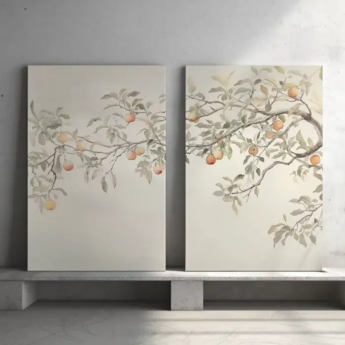 Lot de 3 affiches murales vintage avec branches de pommier