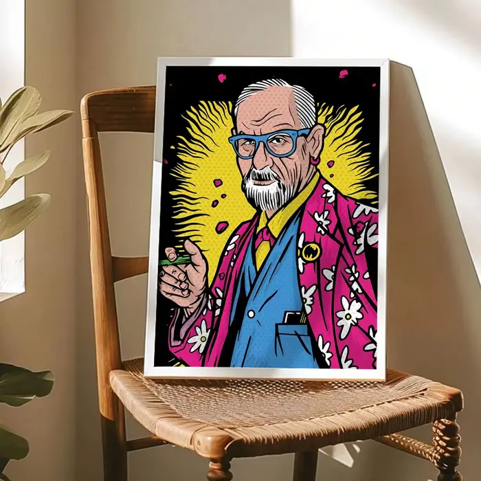 Affiche de psychanalyse de Sigmund Freud, autocollants muraux d'art modernes auto-adhésifs pour chambre à coucher et salon, décoration de la maison, excellente idée de cadeau