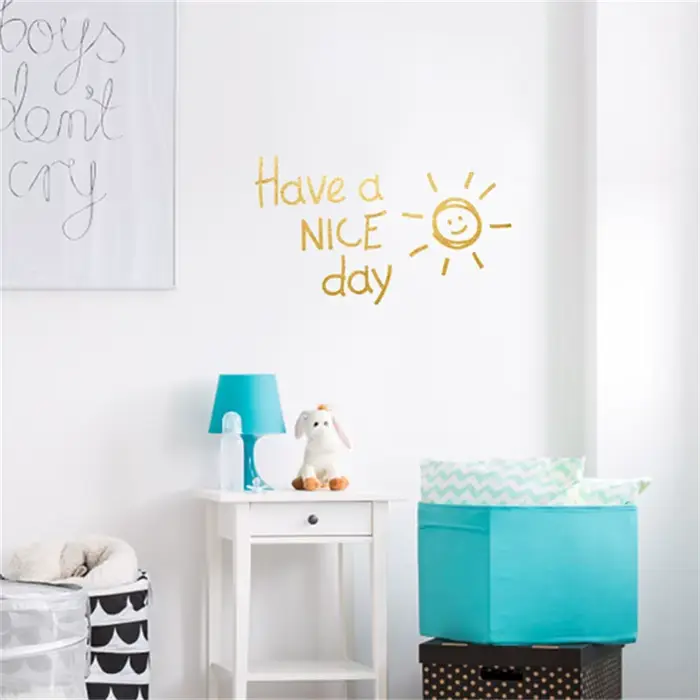 Autocollant mural en vinyle « Have a NICE Day Lovely Sun »