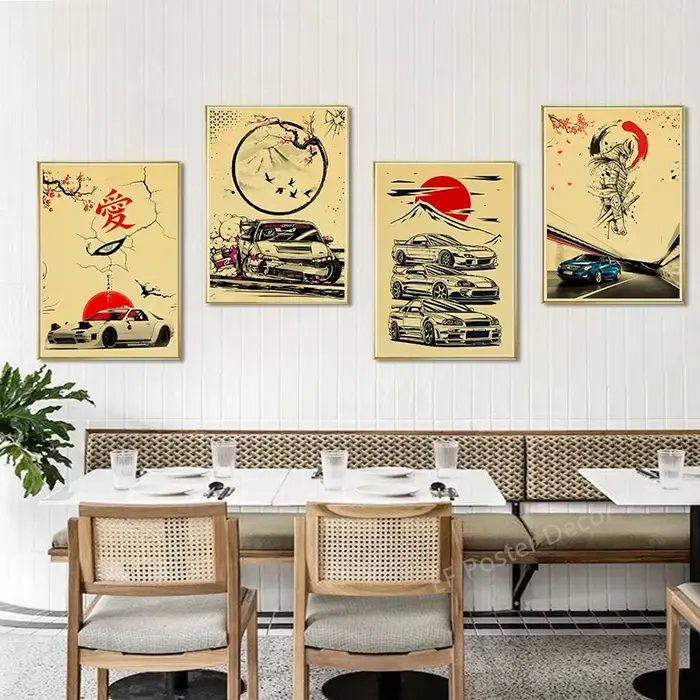 Affiche de samouraï de voitures japonaises