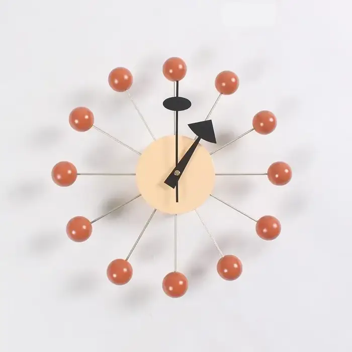 Horloge murale en bois à boule ronde silencieuse, décoration de maison, horloges 3D au Design modern