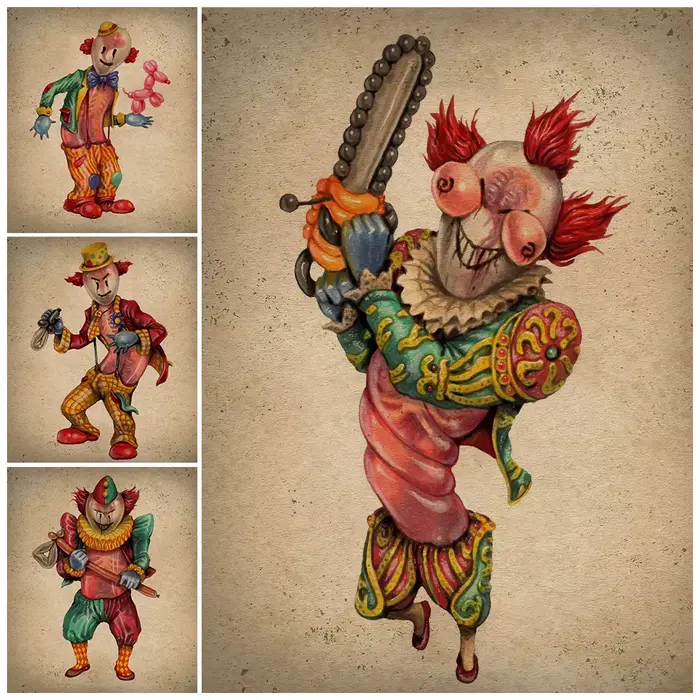 Toile d'art mural Vintage tueur de Clown effrayant