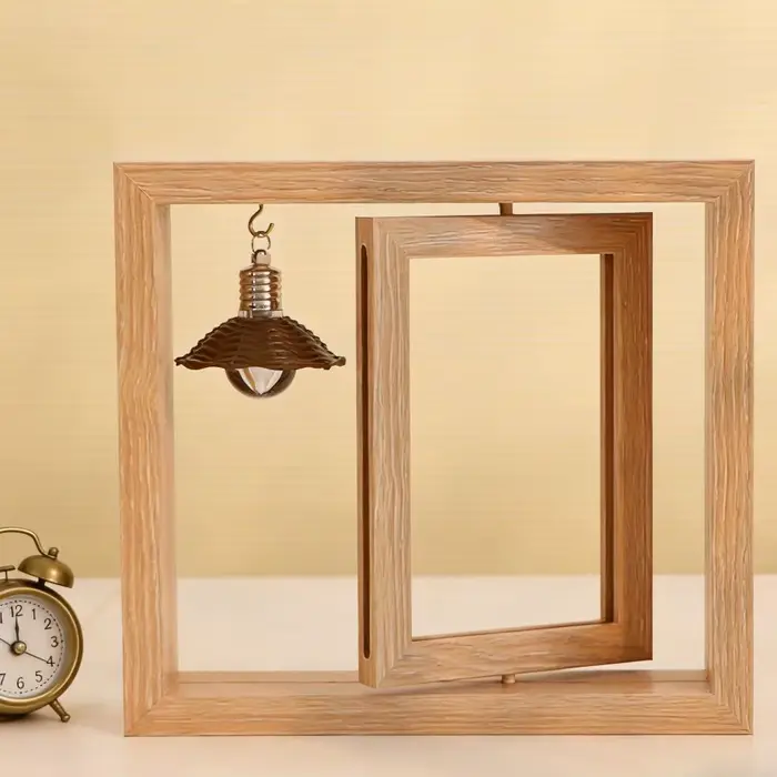 Cadre photo en bois double face rotatif