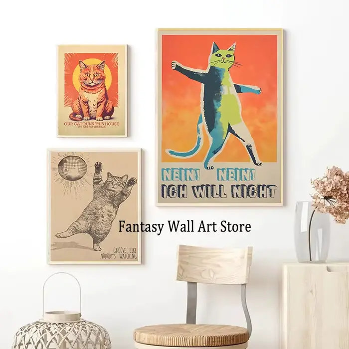 Affiche drôle de chats et de chiens Vintage