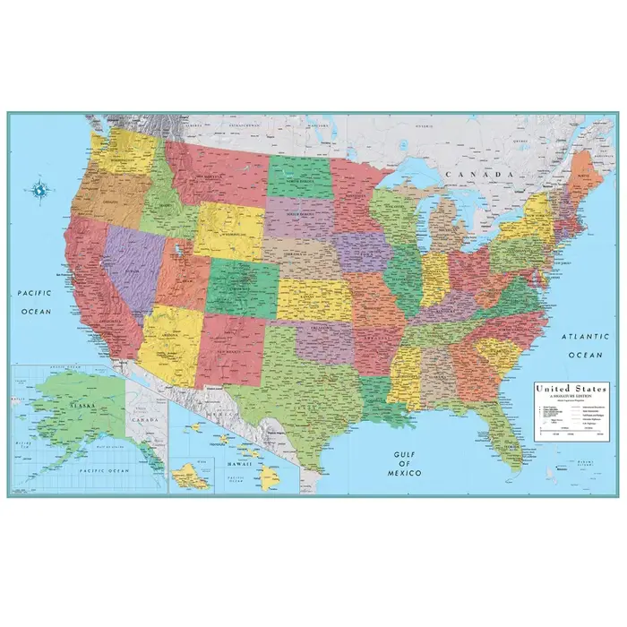 Toile de carte administrative américaine américaine