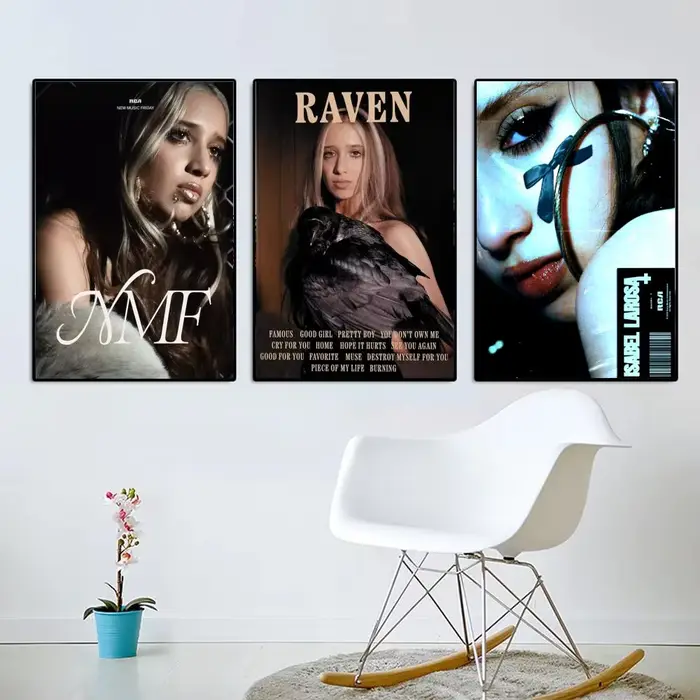 Affiche pop sombre de la chanteuse I-Isabel LaRosa, affiche d'art mural esthétique moderne, articles de décoration de chambre minimalistes