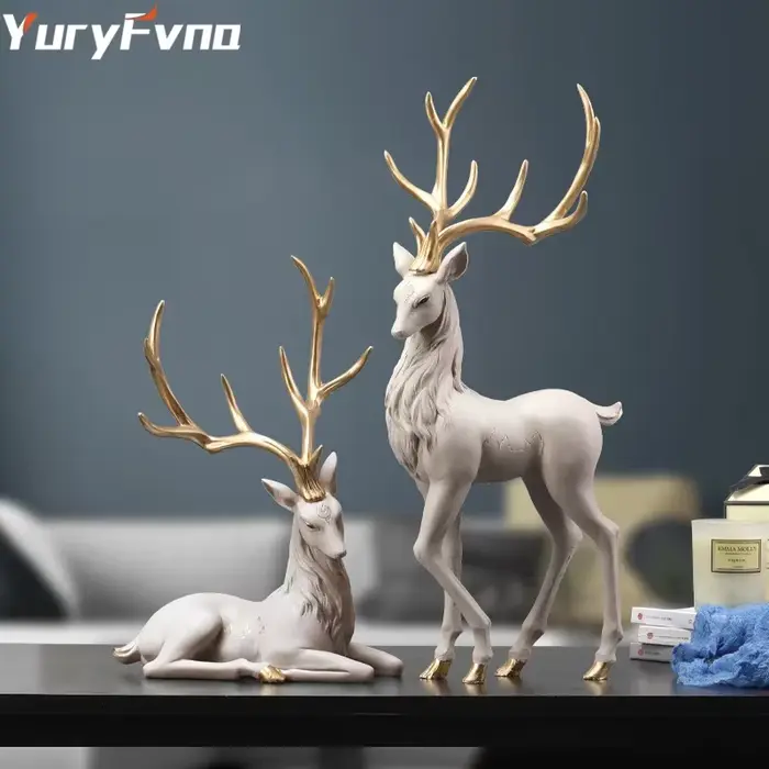 YuryFvna-Statue de cerf haut de gamme pour salon