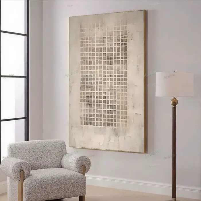 Peinture à l'huile sur toile à Texture grise abstraite moderne