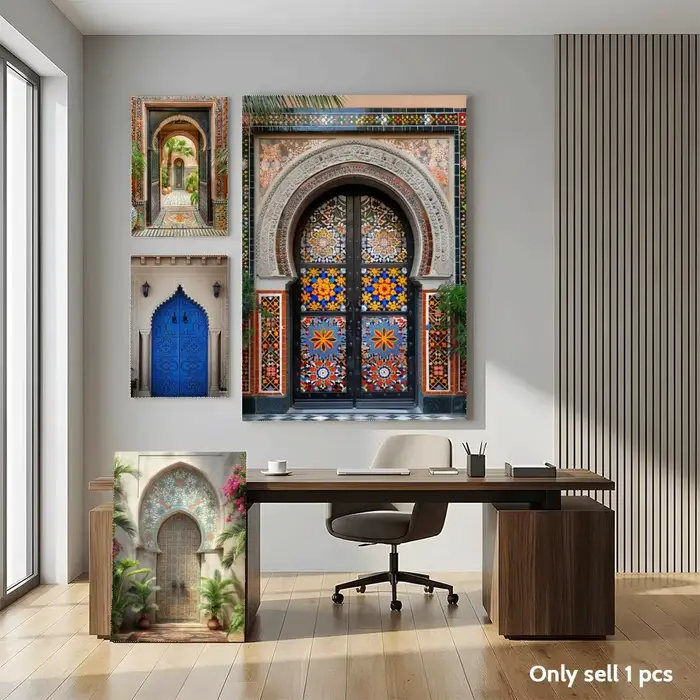 Peinture murale HD d'art arabe marocain