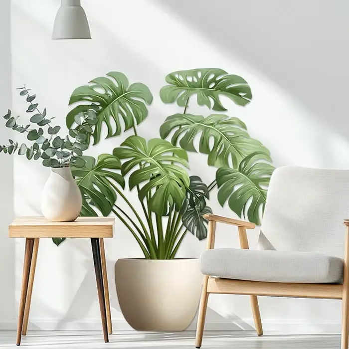Autocollant mural 3D en vinyle, Pot de plante verte, décoratif pour bureau, salle de bains, salon, décoration de la maison, papier peint imperméable
